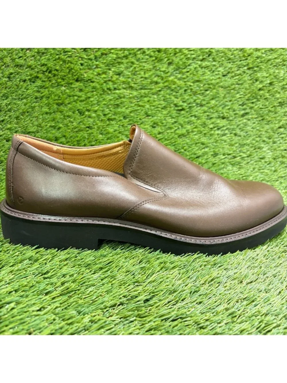 Ecco Metropole London Mens Size 12 Brown Classic Leather Slip On Dress Shoes